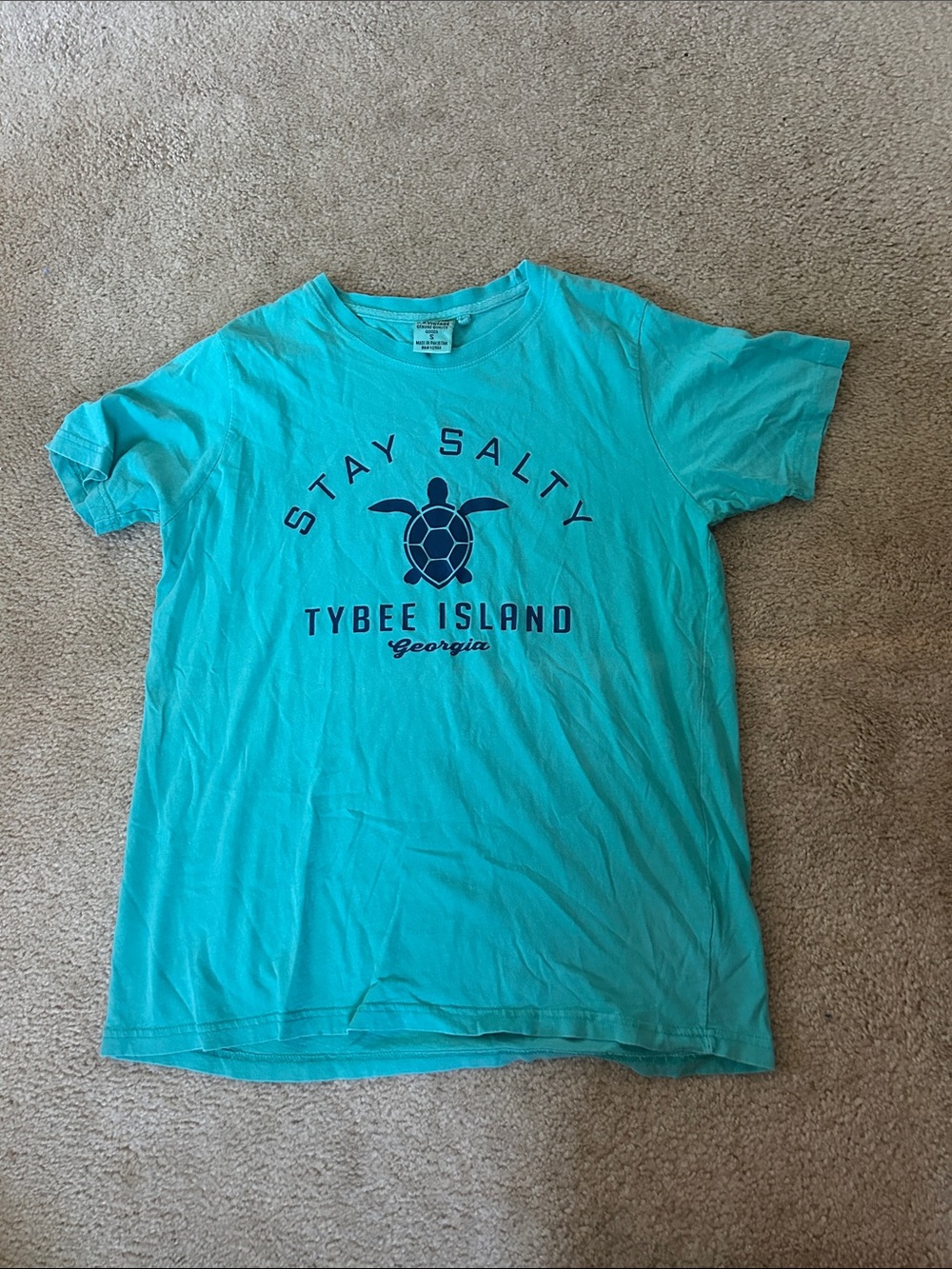 Stay Salty Tybee Island Sea Turtle Tee - Turquoise